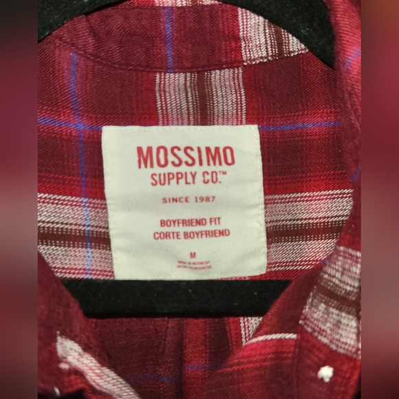 MOSSIMO M Button-down Plaid Boyfriend Style Shirt - Picture 3 of 5